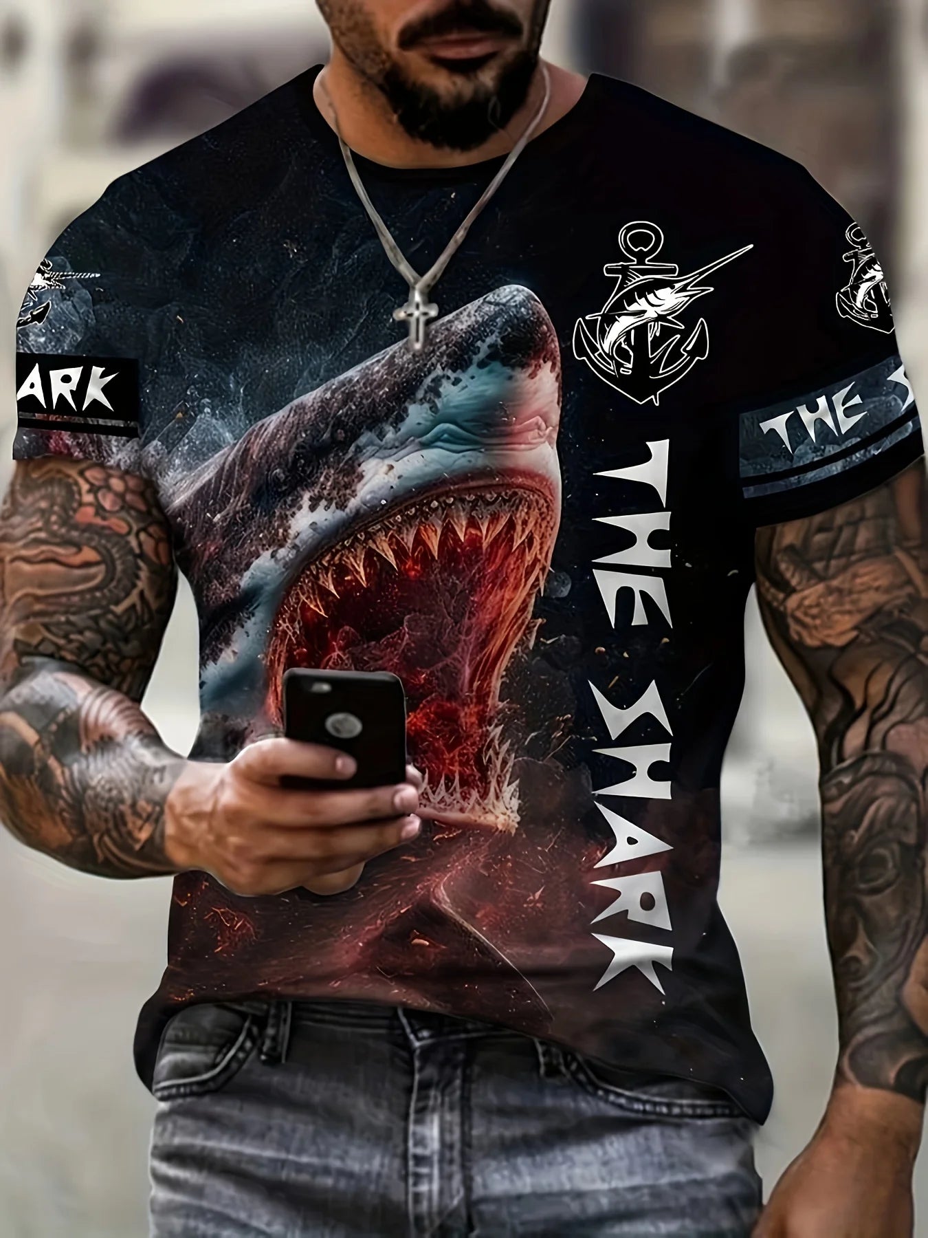 Plus Size Men’s Shark Graphic T-Shirt