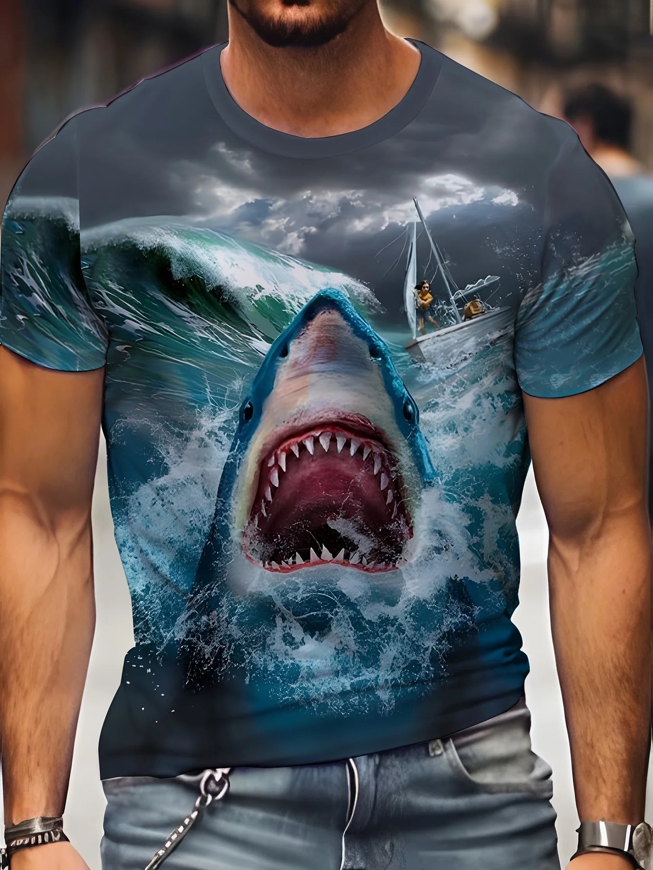 Plus Size Men’s Shark Graphic T-Shirt