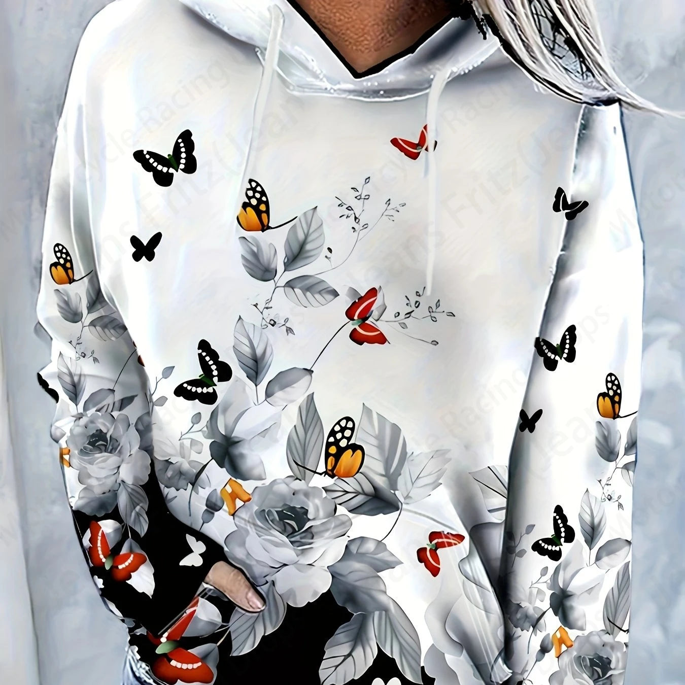 Women’s 3D Floral Butterfly Hoodie