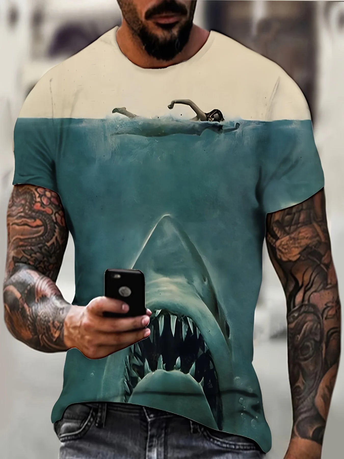 Plus Size Men’s Shark Graphic T-Shirt